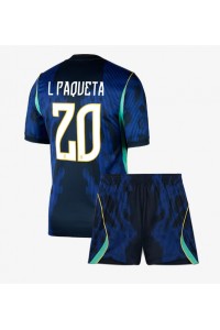 Brasilia Lucas Paqueta #20 Jalkapallovaatteet Lasten Vieraspeliasu MM-kisat 2026 Lyhythihainen (+ Lyhyet housut)